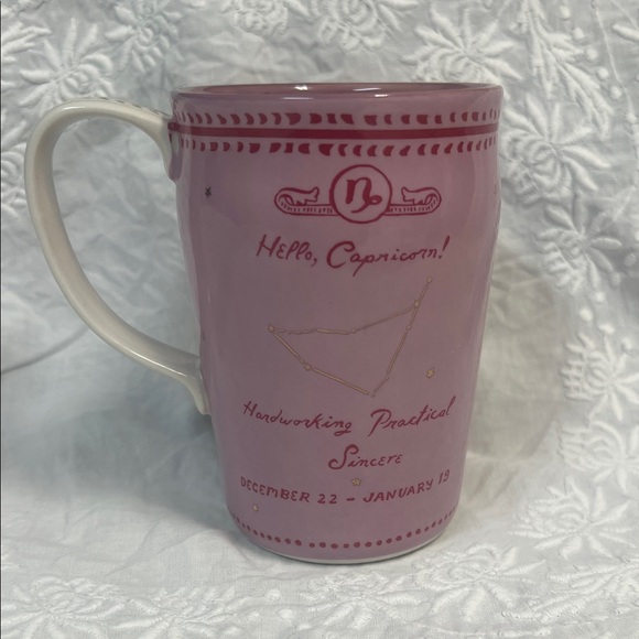 Anthropologie Large Pink Capricorn Mug Astrology Zodiac Danielle Kroll - Picture 2 of 5